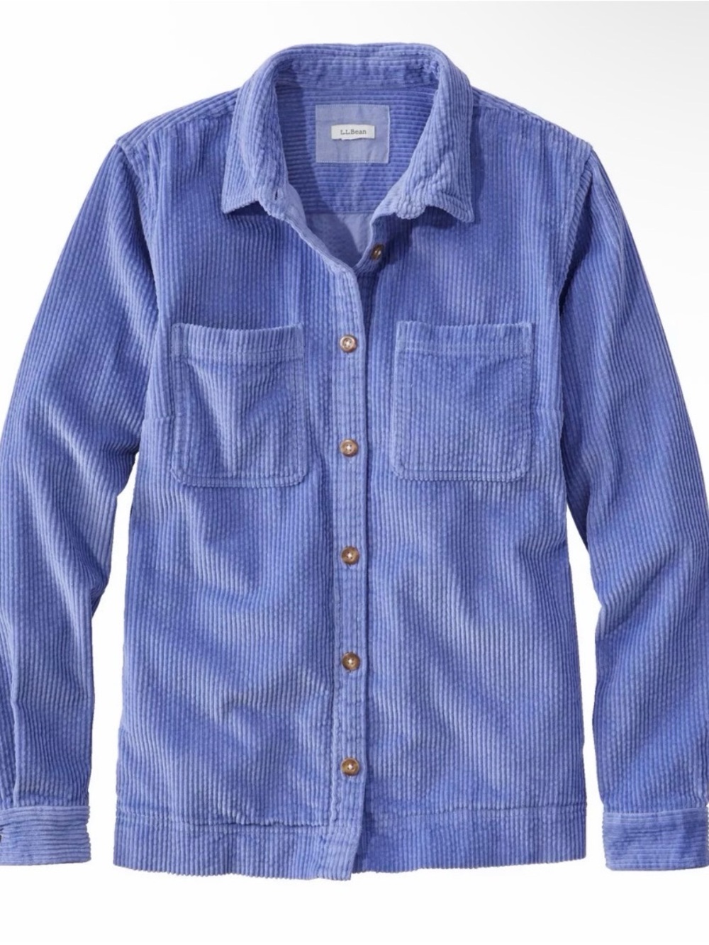 L.L. Bean Women's Comfort Corduroy Relaxed Shirt Larkspur L